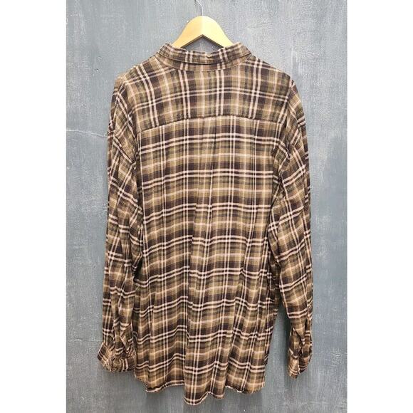 Carhartt Brown Plaid Flannel Shirt Mens Size 3XL Pockets - Picture 6 of 6